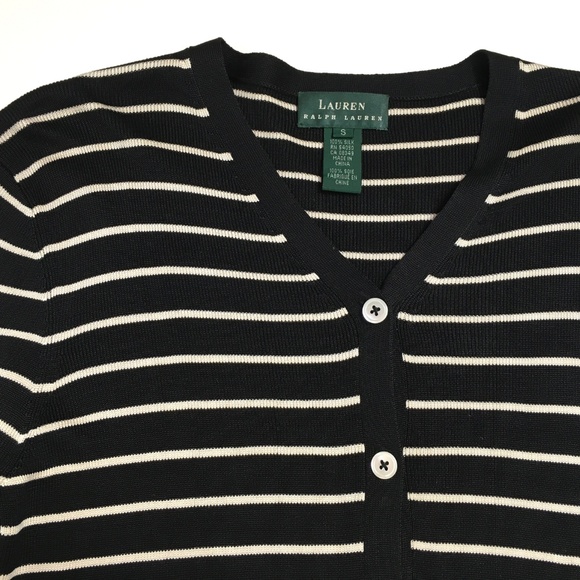 Ralph Lauren Silk cardigan black & white stripes - Picture 3 of 7